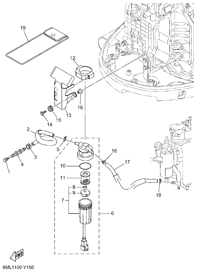 Yamaha F350BST, FL350BST FUEL 1 parts diagram